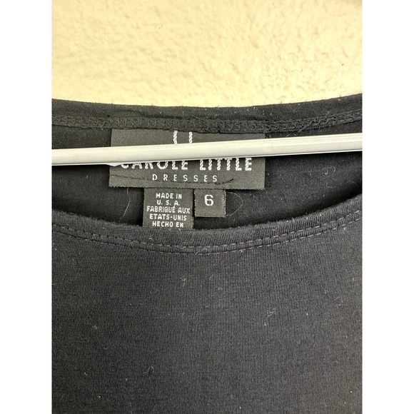 Carole Little sz 6 Mixed Print Floral Black Mustard Yellow Midi Dress Boho Artsy - Picture 2 of 7